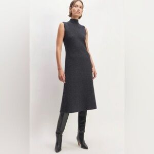 MAGASCHONI Cashmere Chalkboard Heather Midi Sleeveless Dress Medium $298